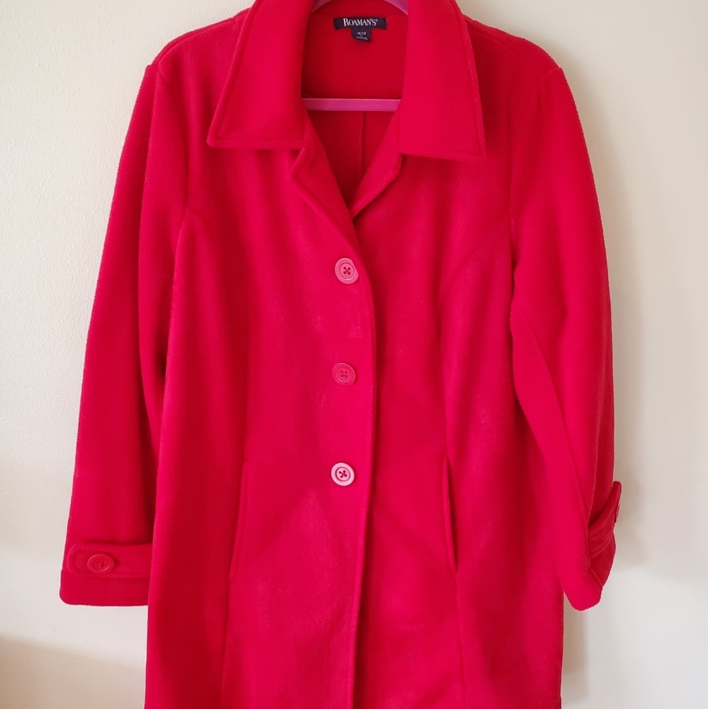 Roaman's Plush Fleece Jacket, L, Classic Red